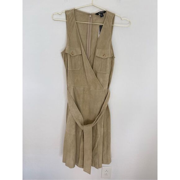 LAUREN RALPH LAUREN Belted 100% Goat Suede Sleeveless Dress Size 6 NWT - Picture 2 of 11